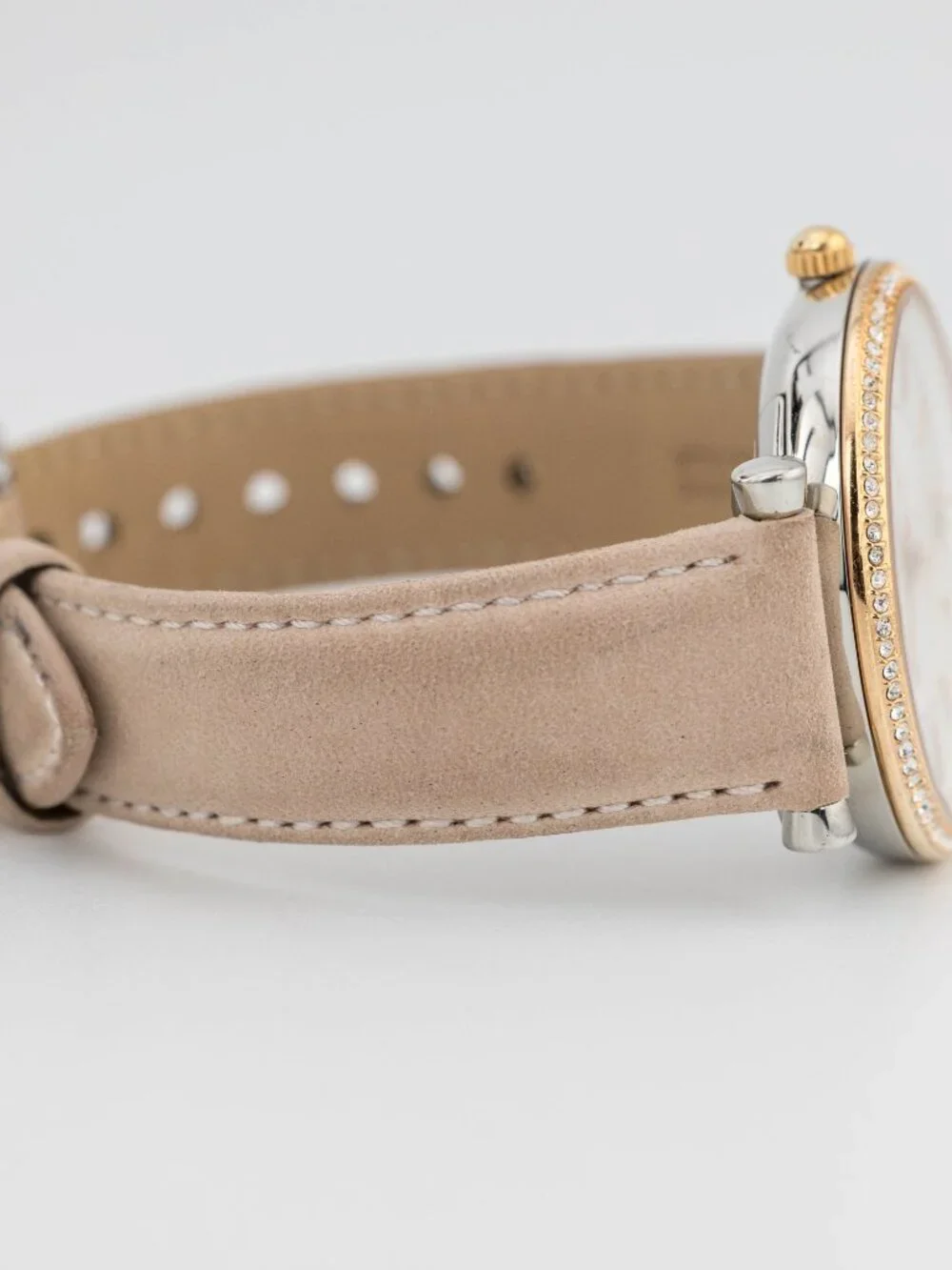 Fossil ES4484 Silver Sunray Dial Leather Quartz Analog Women's Watch New Battery